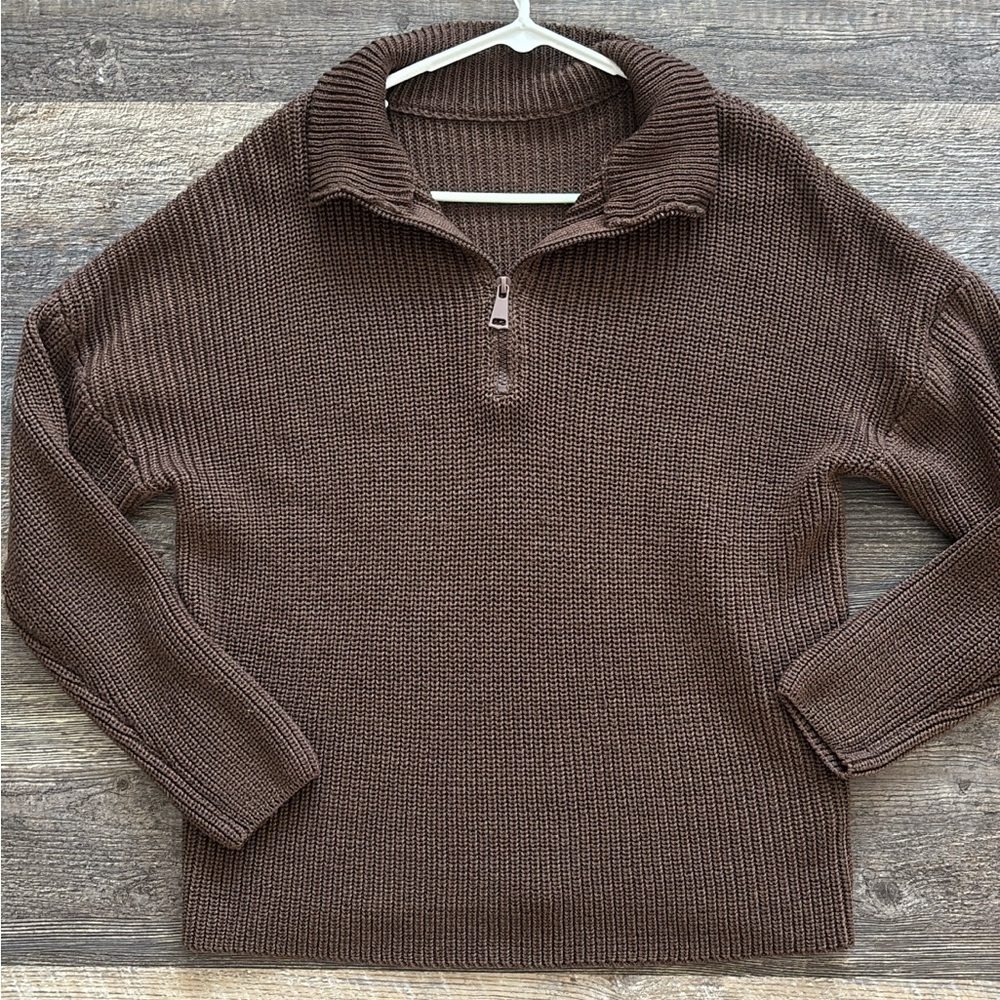 Brown Half-Zip Sweater